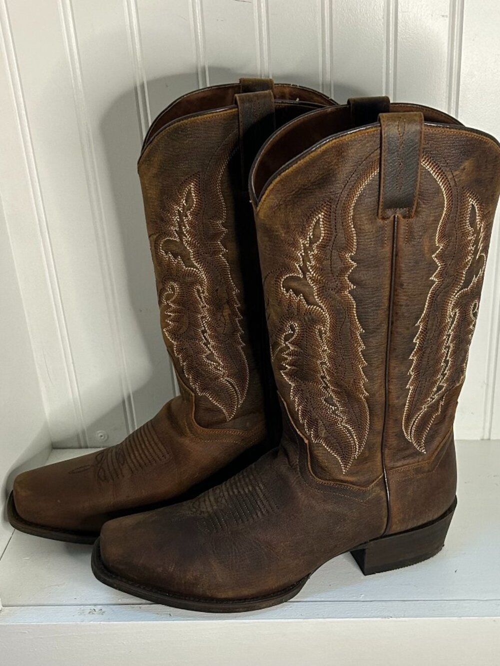 Dan Post Cowboy Boots Men’s Square Toe Brown Leather Size 10